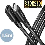 AXAGON BUCM32-CF15AB prodlužovací kabel USB-C (M) <-> USB-C (F), 1.5m, USB 20Gbps, PD 240W ALU oplet