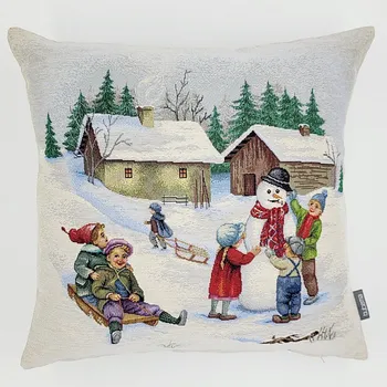 Dekorativní polštářek BYTEMA Vánoční gobelínový povlak ZIMNÍ ODPOLEDNE 45 x 45 cm