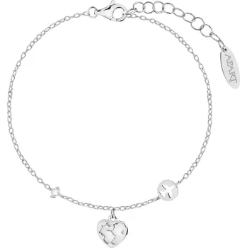 Náramek Stříbrný náramek se zirkony - srdce, letadlo, planeta - AP537-9475