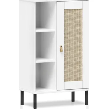 Koupelnový nábytek Bílá skříňka do koupelny masiv borovice a ratan Sibony