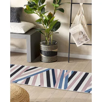 Koberec vícebarevný polyester 60 x 200 cm s geometrickým vzorem protiskluzový běhoun moderní kuchyně chodba Beliani