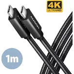 AXAGON BUCM32-CM10AB, SPEED+ kabel USB-C <-> USB-C, 1m, USB 20Gbps, PD 100W 5A, 4K HD, ALU, oplet