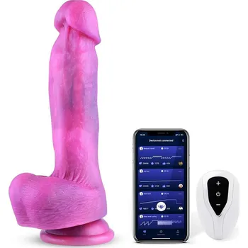 Vibrátor HiSmith WDA024-M Wildolo Fantasy Glitter Vibrating Silicone Dildo with App 25.5cm Pink