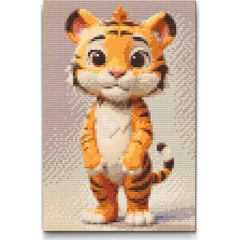 Diamantové malování Diamantové malování - Tygřík pro děti Velikost: 20x30cm, Rámování: Pouze srolované plátno, Diamanty: Čtvercové