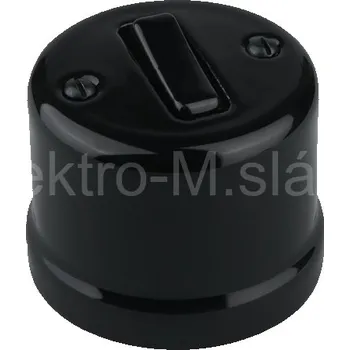 vypínač VINTAGE tlačítko (zvonek) černá nástěnný klapka keramika K1-R231QBM