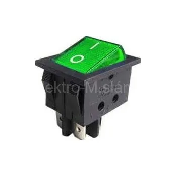vypínač Vypínač kolébkový zelený 250V/15A ON-OFF L438C 02620028 L381B