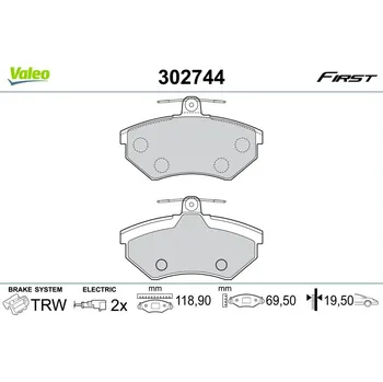 Brzdová destička Sada brzdových destiček, kotoučová brzda, , VALEO, 302744