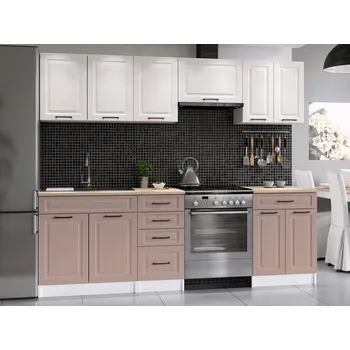 Kuchyňská linka Falco Kuchyňská linka ILONA 240 cm, bílá/růžová MAT