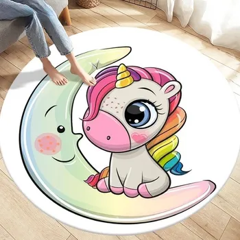 Koberec Kulatý dětský koberec s jednorožcem - 13,150 cm x 150 cm