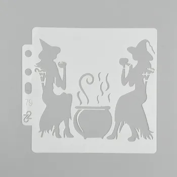 Plastová šablona, ČARODĚJNICE, 13x14cm, 1ks