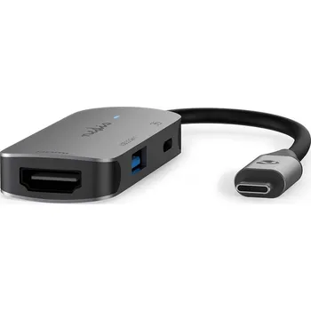 Stavebniny NEDIS USB Multiport Adaptér | USB 3.2 Gen 1 | USB-C™ Zástrčka | USB-A Zásuvka / USB-C™ Zásuvka / Výstup HDMI™ | 5 Gbps | 0.10 m | Kulatý | Poniklované | PVC | Šedá | Box