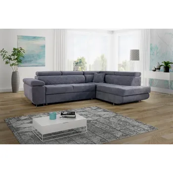 Sedací souprava Falco Rohová sedací souprava Lyra, rozkládací s úložným prostorem, pravá, světle šedá/Mercedes 20