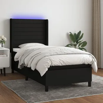 Postel vidaXL Box spring postel s matrací a LED 80 x 200 cm textil [3138354] Barva: Černá