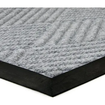 Šedá textilní gumová vstupní rohož FLOMA Crossing Lines - délka 45 cm, šířka 75 cm, výška 1 cm