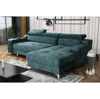 Sedací souprava Falco Rohová sedací souprava Darina s úložným prostorem a elektrickým rozkladem, pravá, modro/zelená Country 12