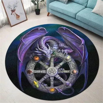 Koberec Kulatý protiskluzový koberec do obýváku motiv Drak - 16,90 cm x 90 cm