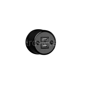 vypínač VINTAGE K1-R67MF-B zásuvka USB černá nástěnná keramika