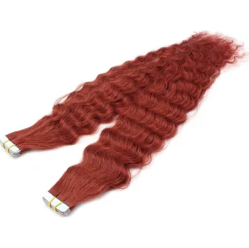 Příčesek Vlasové pásky Tape in 60cm, 38 pramenů, kudrnaté - měděná