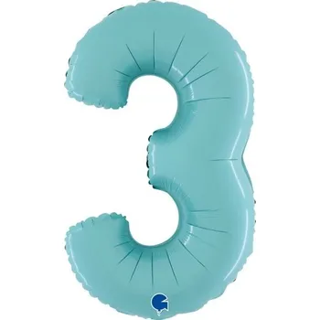 Balónek Fóliový balónek 66 cm - číslice 3 - pastel modrá - W26063PB-P