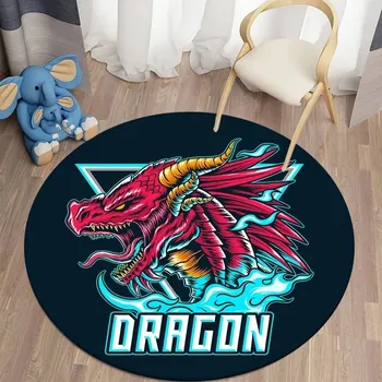 Koberec Kulatý protiskluzový koberec do obýváku motiv Drak - 1,160 cm x 160 cm