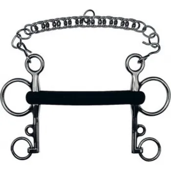 Udidlo pro koně Pelham pevný-potažený gumou, 14,5 cm