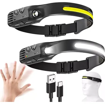 Čelovka Interlook HWL-006 | LED čelovka, čelovka s pohybovým senzorem | 2 světelné zdroje - COB + XPE | 1200mAh, IPX4, 500lm