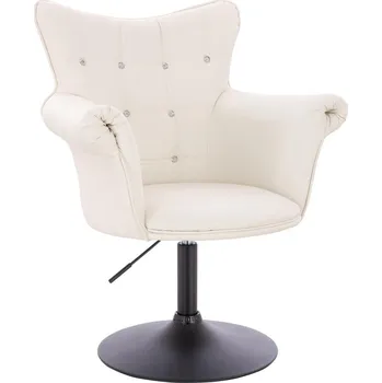 Křeslo Otočné křeslo ekokůže Nuuk na černém talíři - bílé