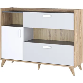 Komoda Komoda MOYA 1D2S, dub castello/šedá/bílá