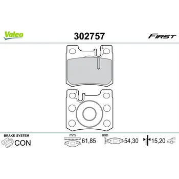 Brzdová destička Sada brzdových destiček, kotoučová brzda, , VALEO, 302757