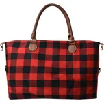 Černo-bílá cestovní taška s koženkovým uchem – 56x35 cm