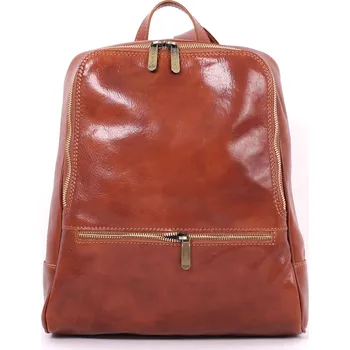 Kabelka VERA PELLE Kožený batoh HNĚDÁ AKČNÍ CENA