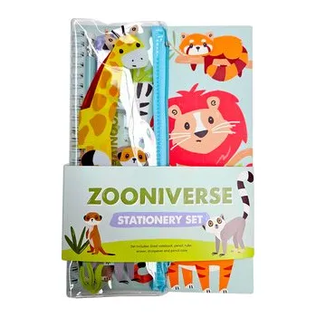 Sada zápisník a penál se 6 psacími potřebami - Zooniverse