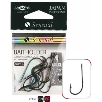 Rybářský háček MIKADO HÁČKY SENSUAL - BAITHOLDER PREMIUM (NA ÚHOŘE A CANDÁTY) 4 Black Nickel (černý nikl) 10 SADA 10 KS