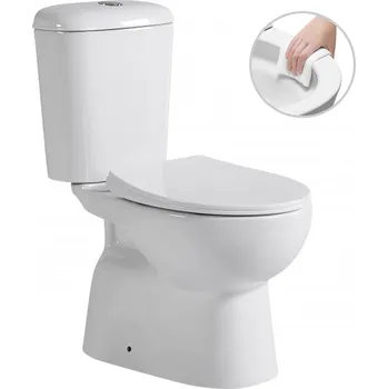 Doprodej CERANO - WC kombi Favo, Rimless + sedátko - spodní odpad - bílá lesklá - 63x37,5 cm