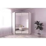 Rohová šatní skříň CORA 140/220 bílá/zrcadlo