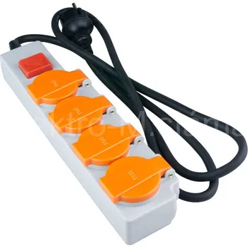 Elektrická zásuvka prodlužka 4 zásuvka vypínač 1,4m IP44 PG0414