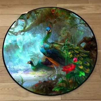 Koberec Kulatý protiskluzový koberec do obýváku motiv Drak - 13,120 cm x 120 cm