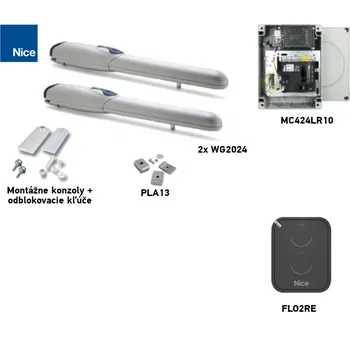 Pohon brány Sada pohonu NICE Wingo 2024 pro dvoukřídlou bránu - jedno křídlo 2m/400kg