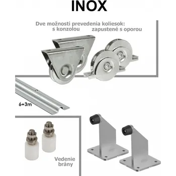 Pohon brány Sada pro výrobu kolejových vrat do šířky průjezdu 4,5 m - INOXOVÁ (SADA-21-INOX) Typ koleček INOX: Zapuštěná šroubovací kola INOX