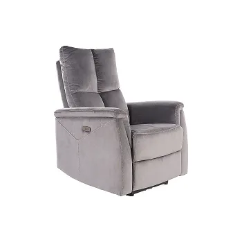 Křeslo Neo Velvet - relaxační křeslo elektrické - látka ŠEDÁ -Bluvel 14, Nosnost 150kg (S) (NEPTUNVSZ) (K150)