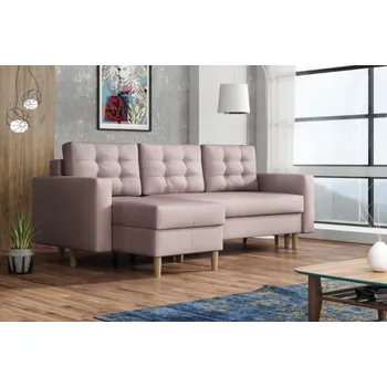 Sedací souprava Falco Rohová sedací souprava Anabel UNI, rozkládací s úložným prostorem, růžová Kronos 27