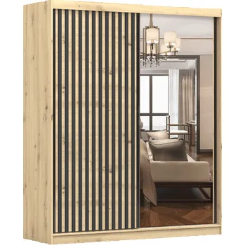 Šatní skříň IDZ Šatní skříň WERONA 2D, 183 cm Dub Artisan/Černá