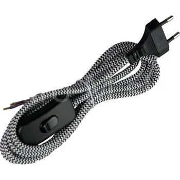 elektrický kabel Opletená šňůra s vyp. 2,5m bílo-černá DIC0425 DPM