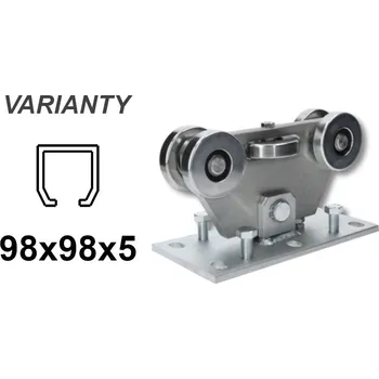 Pohon brány Posuvný vozík s 5 rolemi pro C-profil 98x98x5