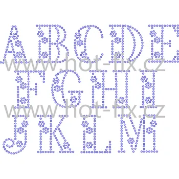 FM009 - monogramy - písmena abecedy A-M, nažehlovací hot-fix kamínková aplikace na textil, rozměry v popisu barva kamenů - písmena: broušené kameny barva 101 Crystal /stříbrná, písmeno: písmeno C