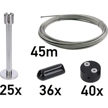 Opora na rostlinu Zelená nástěnná sada 2000x2000mm, 4mm drát, nerezová ocel s plastovými spojkami