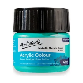 Vodová barva Mont Marte akrylová barva,100ml, metalická ftalátová zelená (Metallic Phthalo Green)