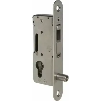 zadlabací zámek LOCINOX Nerezový hákový zámek bez otvoru pro kliku, odskok 35 mm, zadlabávací otvor 55 mm, H-COMPACT