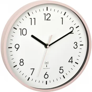 Hodiny TFA Dostmann TFA 60.3550.16 | Analogové nástěnné hodiny řízené radiovým signálem DCF-77 | 245 mm | RŮŽOVÁ