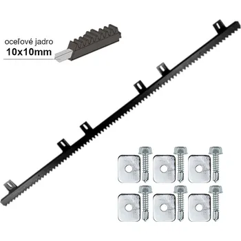 Opačný ozubený hřeben 30x20mm, potažený plastem, s ocelovým jádrem 10x10mm, M4